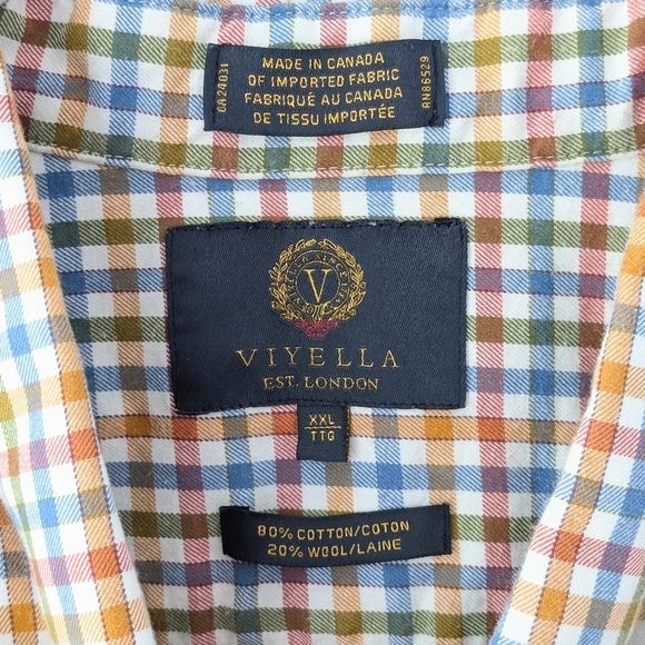 Viyella Men's Wool-blend Warm Plaid Button-Down Shirt Made In Canada ~ Size XXL - Picture 4 of 7